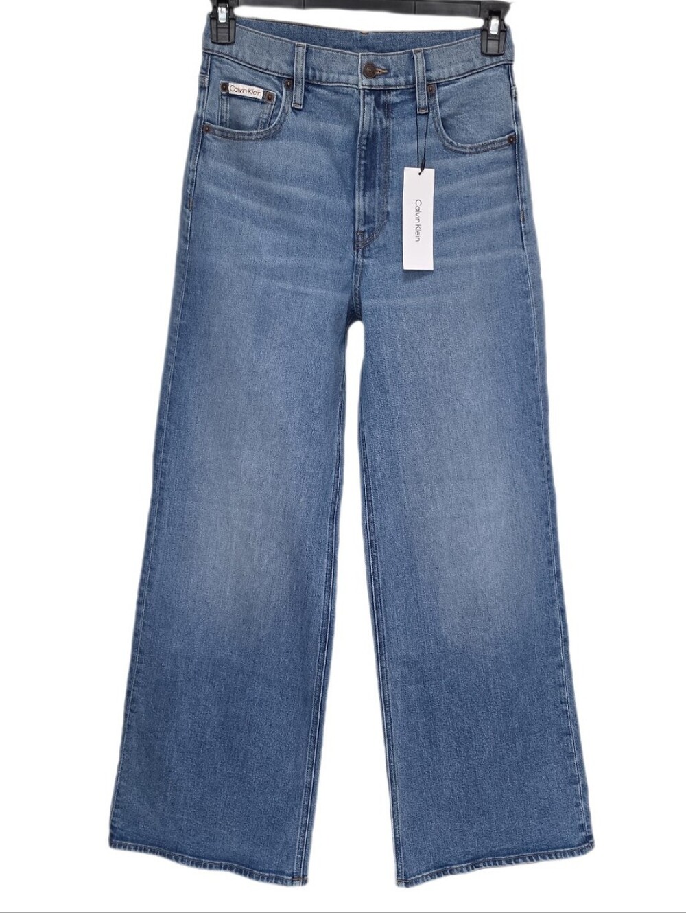 Calvin Klein Women's Ultra High Rise Wide Leg Jeans Stretch Relaxed Fit Blue 28